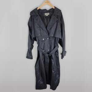 Vintage VTG Adrian Jordan Women's Black Trench Coat Jacket Size 22 M